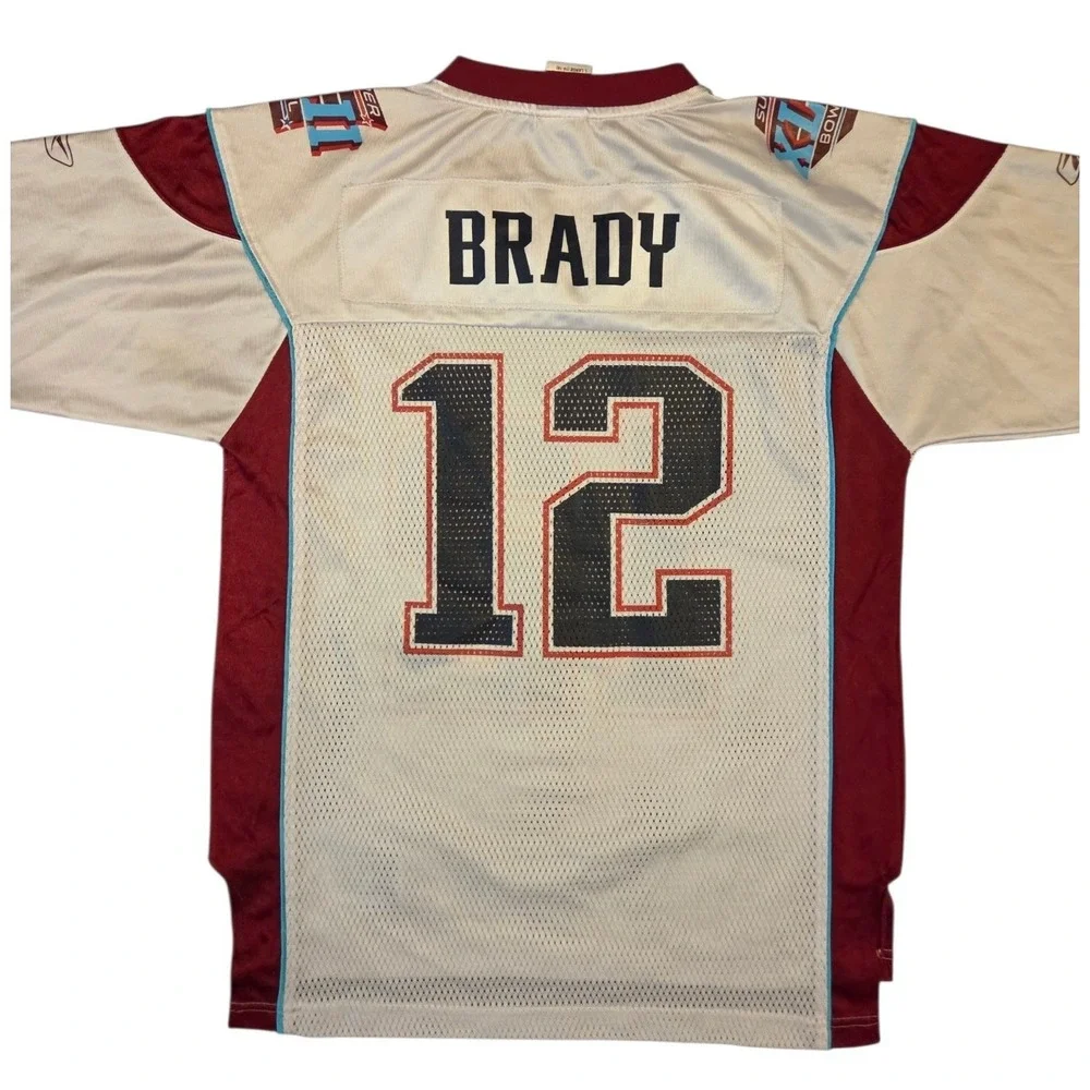 Kids Reebok Tom Brady New England Patriots Super Bowl XLII Jersey White Size L
